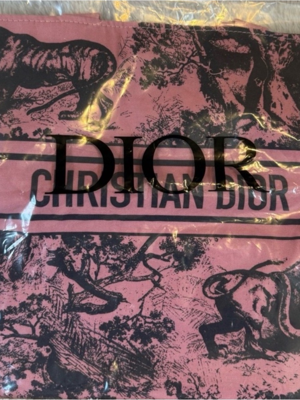 Dior Pink Toile Print Canvas Tote - Picture 9 of 9